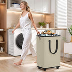 SpaceTrove Laundry Basket with Wheels, Collapsible Laundry Baskets, Laundry Hamper with Handles Detachable Wheels, Rolling La