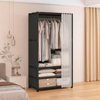 Portable Closet,Portable Closets for Hanging Clothes,Japanese Style Wardrobe with 1 Hanging Rods,2 Storage Shelves,27.5" L x 