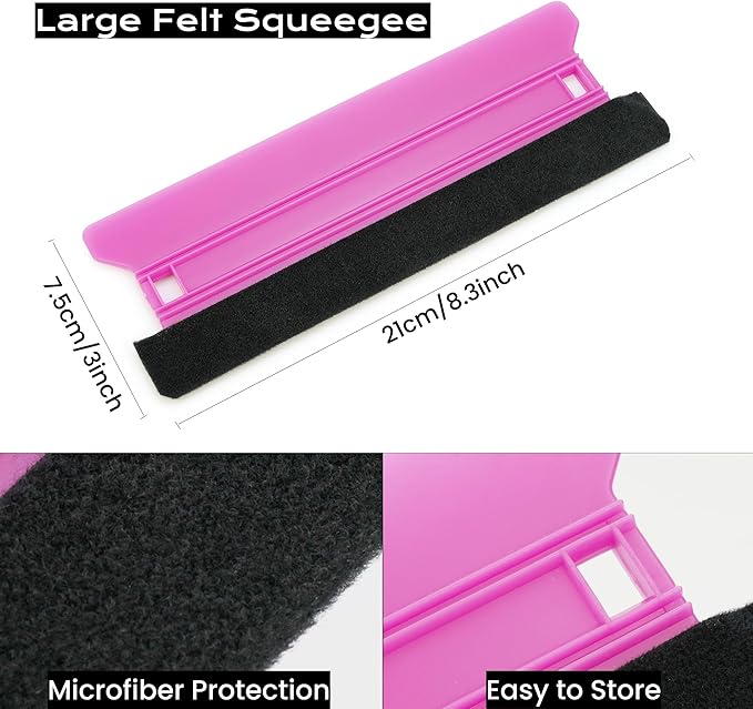 Car Vinyl Wrap & Window Tint Tool Kit, 6-Piece Film Installation Set with Felt Edge Squeegee, Long Handle Bulldozer, Gasket Tucker, Mini Water Wiper & Knife for Auto, PPF, Wallpaper