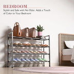 Bumusty 4-Tier Expandable Shoe Rack for Closet, 18“-33” Adjustable Shoe Rack for Small Space, Small Shoe Organizer for Front 