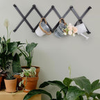 SCUNDA Wall Rack with 14 Hooks, Wooden Wall Expandable Coat Rack for Coat, Hats, Baseball Caps, Coffee Mug, Jewelry(Black)