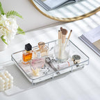Dobbyby Vanity Tray Makeup Organizer Cosmetics Storage Bathroom Skincare Organizer Countertop Display Rack in Dresser Stainle