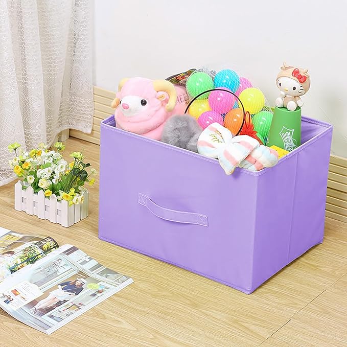 EBIGIC purple storage bins [6 Pack] 9.0"x7.5"x7.5",Mini Storage Box Fabirc Foldable Closet Toy Organizer Collapsible Cloth