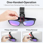 Veharvim Sunglass Holder for Car (4 Pack, One-Handed Operation, Gentle & Secure Hold, Silicone Padded, Universal Fits Sunglass and Visor) - Sunglasses Clip for Car Visor (Black & Red, 4 Pack)