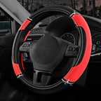 Road Comforts Leather Steering Wheel Cover - Made with PVC Leather - Anti-Slip, Universal Fit 14 1/2 inches to 15 inches - Re