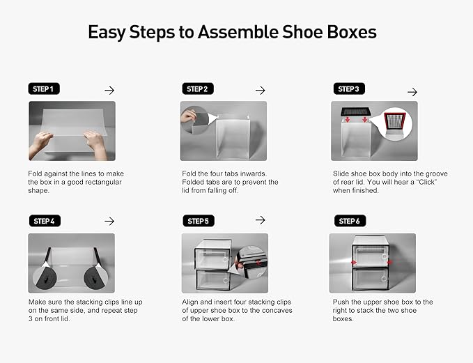 Kuject X-Large Shoe Storage Boxes Organizers Clear Plastic Stackable 12 Pack, Shoe Rack & Holder Substitute, Sneaker Containe