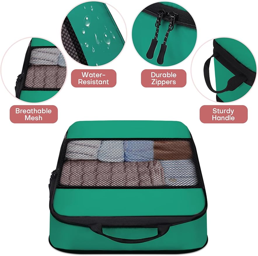 SDGFUI 6 PCS Set Compression Packing Cubes for Travel, Lightweight Packing Organizer Bags Travel Essentials for Carry On, Sui