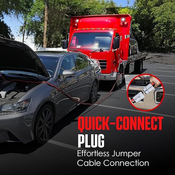 K KRIËGER Jumper Cables 100% Pure Copper, 30 Feet, 2 Gauge, 1000 Amp Custom-Made Alligator Clamps, Booster Battery Cables w/Permanent Installation Kit & Quick Connect Plugs - Carrying Bag Included