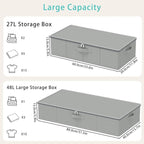Under Bed Storage Bins, Closet Containers Organizers, Foldable Basket with Zippered, for Blankets, Clothes, Comforters, 4 Pac