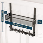 Consumest Over The Door Hooks Organizer - Over Door Hanger with 16 Hooks & 2 Baskets for Hanging Coat, Clothing, Towel, Back 