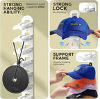 2 Pack Hat Organizer for Baseball Caps, Hat Rack for Wall Hold Up to 20 Hats, Hat Holder with Strong Adhesive and Screws, Hat