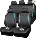 CAR PASS Bling Car Seat Covers Full Set, Shining Rhinestone Diamond Waterproof Faux Leather Universal Fit 95% Automotive Glitter Crystal Sparkle Strips for Cute Women Girl, Full Set (Mint Diamond)
