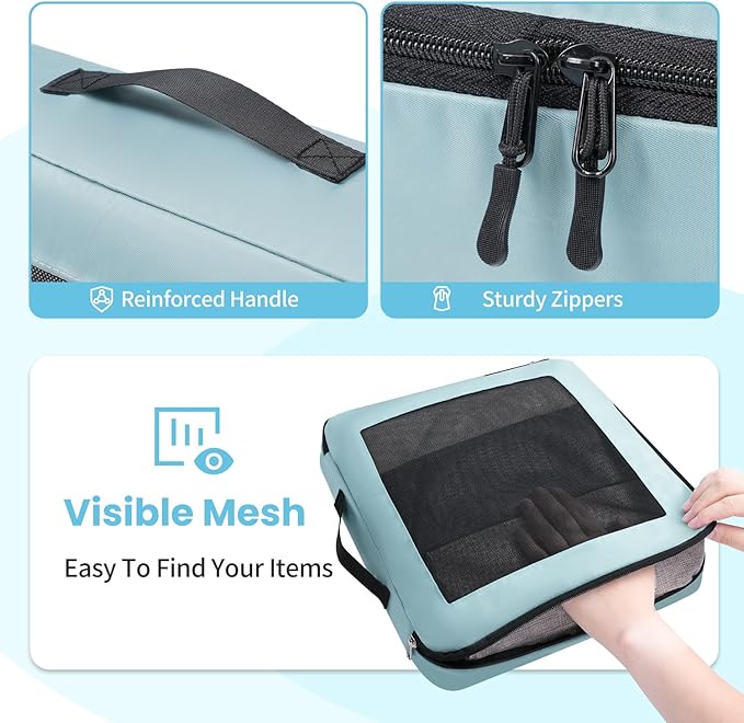 Mesh Packing Cubes for Travel, Durable Luggage Organizer with Sturdy Material and Double Zippers, Comprehensive Set for Trave