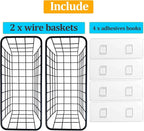 2 Set Adhesive Hanging Wall Basket Inside Cabinet Door Organizer,Wall Storage Basket-No Drilling Adhesive wall Basket for Cup