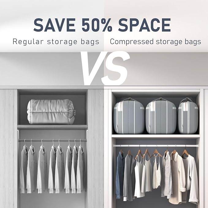 DIMJ Compression Moving Bags - Extra Large Heavy Duty Comforter Storage Bag with Window, Packing Totes With Strong Handles & 