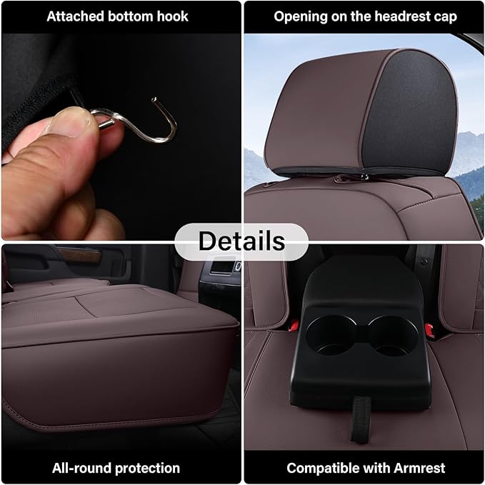 Coverado Chevy Silverado Seat Covers, Faux Leather Seat Covers Fit for Chevy Silverado GMC Sierra 2007-2026 1500, 2015-2026 2