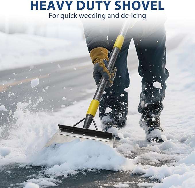 Snow Ice Scraper, 60" Long Handle Heavy Duty Garden Flat Shovel, Multifunctional Cleaning Shovel, Floor Scrapers Stainless Steel Garden Tools Weed Scraper for Weeding,Scraping,Ice Removal,Lawn Edging
