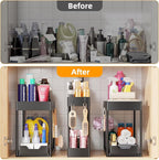 Simple Trending 3 Pack Under Sink Organizer, Pull-Out Cabinet Organizer Drawer, 2 Tier Multi-Purpose Slide Out Storage Shelf 