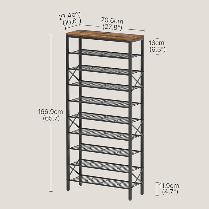 YATINEY 10 Tier Shoe Rack, Large Capacity Shoe Storage Organizer Holds 40 Pairs, Sturdy and Stable, for Entryway, Hallway, Cl
