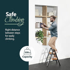 WOA WOA Step Ladder, Widening Pedals for Extra Balance, Lightweight Step Stool, Easy to Move Around, Foldable Ladder, Space S