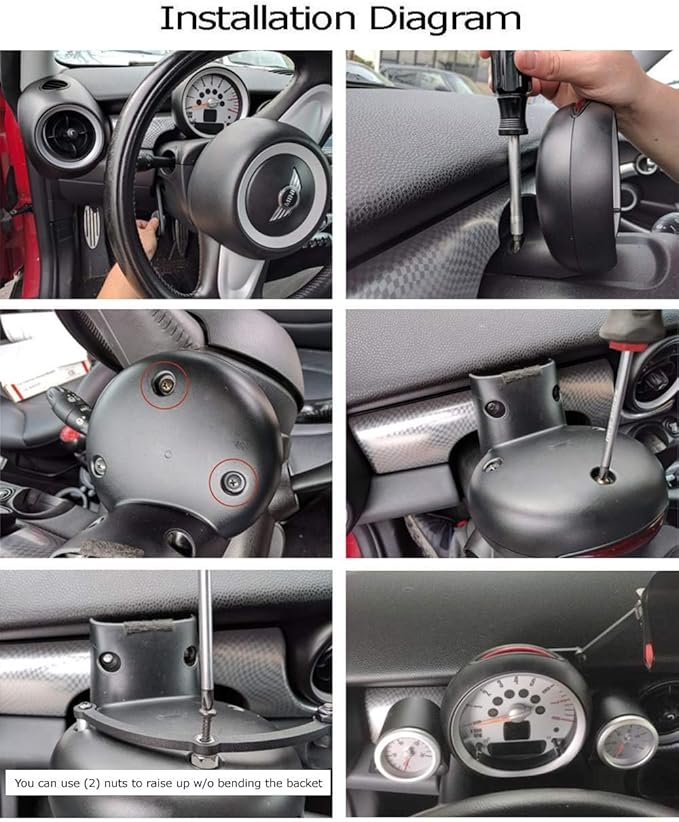 iJDMTOY Behind Tachometer Mount Smart Phone GPS Mounting Holder Kit Compatible with Mini Cooper Gen2 R55 R56 R60 R61 (360-Degree Rotatable)