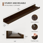 Picture Ledge Shelf, Solid Pine Wood Floating Shelves Set of 2, 24 Inches Nursery Book Shelves for Toys Storage, Kids Bookshe