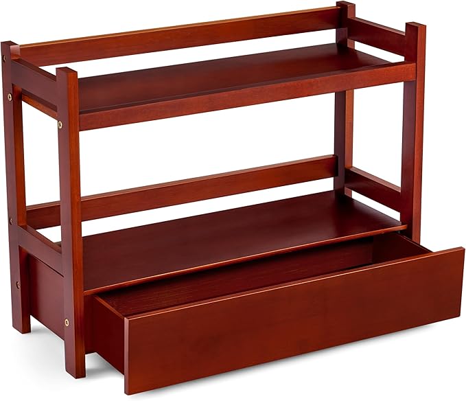 Sorbus Bamboo Bathroom Counter Organizer – 2-Tier Shelf with Hidden Drawer for Vanity, Matcha Station, Bathroom Sink Organize