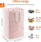 Lifewit 2 Pack Laundry Basket 80L Each, Collapsible Clothes Hamper with Reinforced Handles, Freestanding Waterproof Design fo