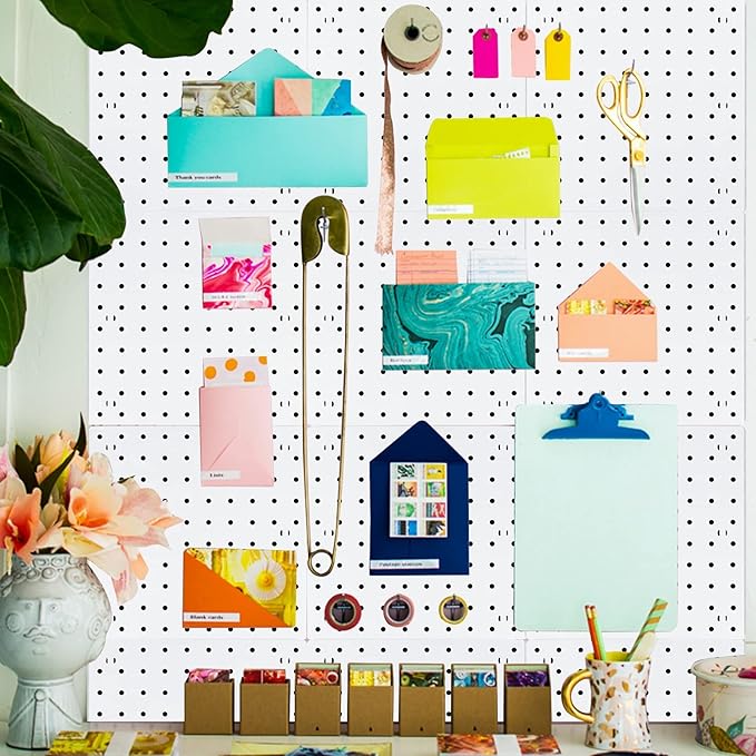 12Pcs Pegboard, Pegboard Wall Organizer, Peg Boards for Walls Craft Room, Pegboard Kits fit Garage Kitchen Workshop, Small Pe