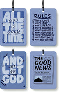 Retro Blue Christian Car Air Freshener 4 Pcs, Neutral Bible Verses Hanging Air Freshener for Cars Bathroom Dorm Books Decor, 