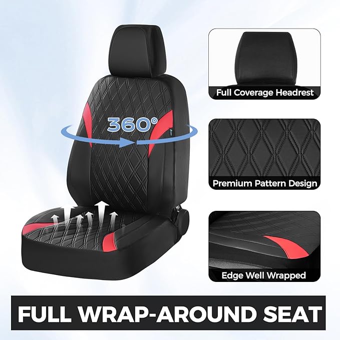 FLORICH Seat Covers Full Set, Leather Seat Covers for Cars, Waterproof Car Seat Protector Breathable, Front and Rear Seat Cov