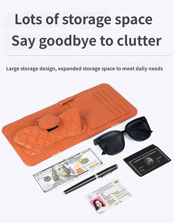Sun Visor Organizer for Lincoln Navigator 2010-2025 Multifunctional PU Leather Organizer with Sunglasses Holder Pocket Car Interior Accessories, Black Style