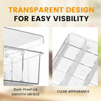 Socks Bra Underwear Drawer Organizer for Closet, 2 PCS Plastic Storage Box with 15 Removable Compartments and Lid, Clear Dres