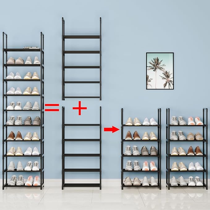 5-Tier Small Shoe Rack, Metal Stackable Kids Shoe Shelf Storage Zapateras Organizer,Narrow Shoe Rack Sturdy for Closet Hallwa