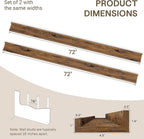 Fun Memories Long Wall Shelves Set of 2-72 Inch Floating Shelves for Wall - Picture Ledge Shelf with Lip for Storage - Wall -