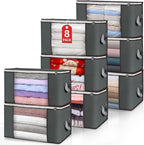 Large Storage Bags, 8 Pack Clothes Storage Bins Foldable Closet Organizers Storage Containers with Durable Handles Thick Fabr