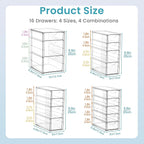 Vtopmart 4 Set Clear Desk Organizer, Pen Organizer with 16 Drawers, Acrylic Desktop Organization and Storage for Office Suppl