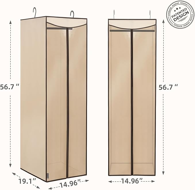 STORAGE MANIAC 2-Pack Hanging Garment Bag Zipper Cover with Sealed Clear Window, Long Garment Cover for Closet Storage Wardro