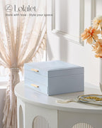 Lolalet 2-Layer Jewelry Box Organizer for Women Girls, Jewelry Storage Case Holder with Drawers for Necklaces Ring Earrings B