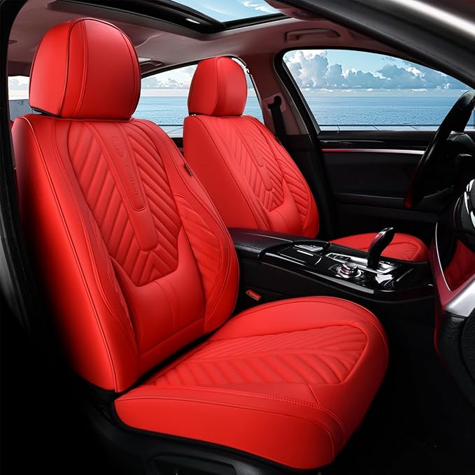 Coverado Car Seat Covers, Leatherette Seat Covers Full Set, Luxury Automotive Seat Covers Protector Cover Seat Universal Fit 
