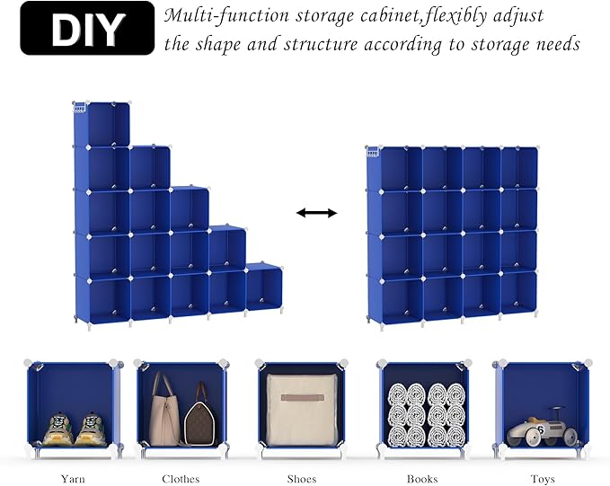 AWTATOS Cube Storage Organizer, 16 Cube Closet Organizers and Storage Shelves, DIY Stackable Bookshelf for Bedroom, Home, Adm