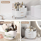 Makeup Organizer for Vanity, Large Capacity Skincare Cosmetic Organizer Countertop with 2 Drawers, Cosmetic Display Cases Mak