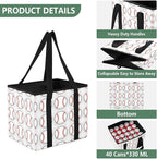 Baseball Reusable Grocery Bags Large Shopping Tote Bag with Reinforced Bottom Board, Water Resistant Foldable Storage Bags fo