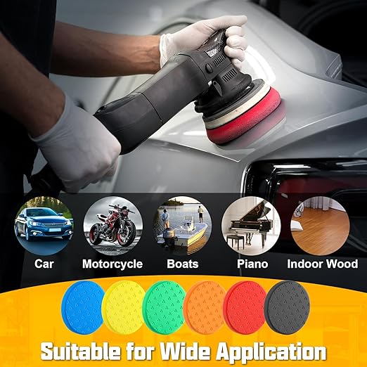 6 Pcs 7.5 Inch Buffing Pads, Polishing Pad for 7 Inch 180mm Backing Plate Compound Buffing Sponge Pads Cutting Polishing Pad Kit for Car Buffer Boat Polisher Compounding, Polishing & Waxing