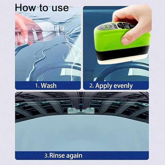 Car Windshield Cleaner, 120ml Reusable Automotive Oil Film Cleaning Brush - Preserve Clarity, Immediately See the Effects,Per