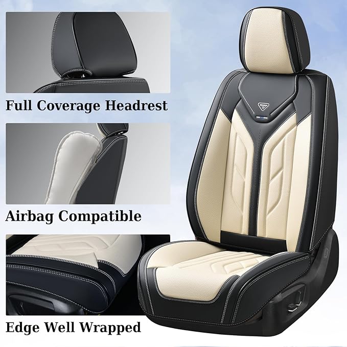 Coverado Front Seat Covers, Car Seat Covers Front Seats, Leather Seat Covers for Cars, Automotive Seat Covers Car Seat Protec
