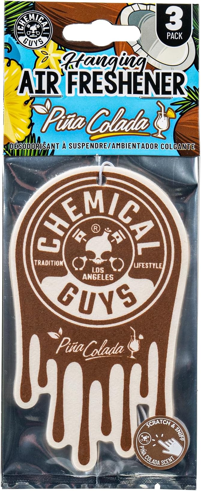 Chemical Guys Car Fresheners, Hanging Air Fresheners - Pina Colada Scent for Cars, Trucks, SUVs, RVs, Home, Office, Work, Dor
