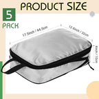 5 Pack Compression Packing Cubes for Travel Space Saving Cubes Luggage Organizer for Suitcase(Gray,L)