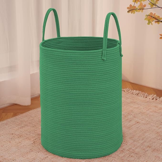 JMvicyroam Large Woven Laundry Basket Hamper,100L Cotton Rope Storage Bin for Blankets,Toys and Clothes,Decorative Tall Nurse