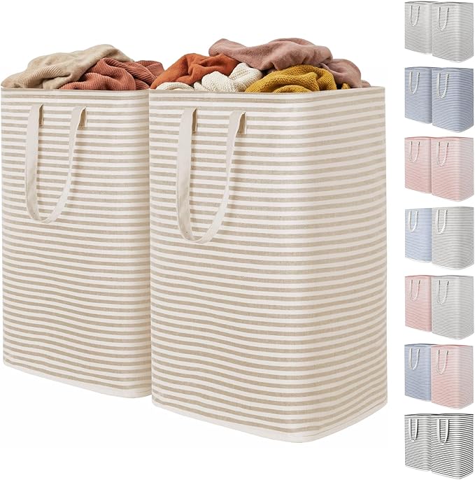 Lifewit 2 Pack Laundry Basket 80L Each, Collapsible Clothes Hamper with Reinforced Handles, Freestanding Waterproof Design fo